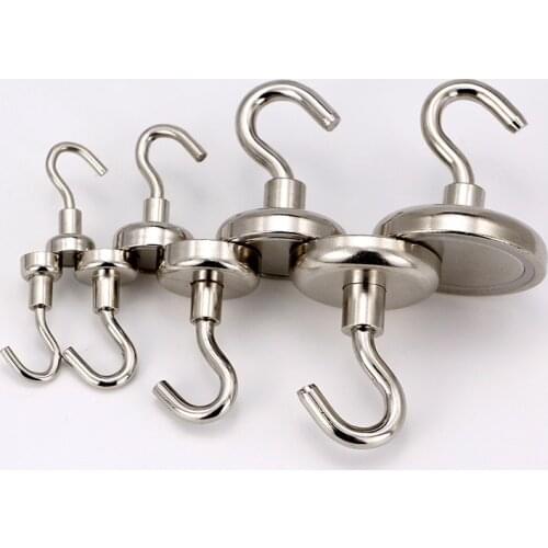 100Pcs/Lot Magnetic Hooks Powerful Hook Magnet Holder 10kg Suction Wall Hook Holder Support Hardware Magnetic Tool Silver