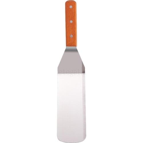 Wood Handle Metal Spatula BBQ Grill Turner Burger Flipper Hamburger Turner with Sharp Cutting Edge