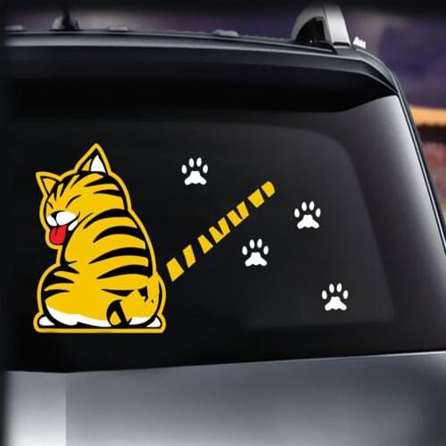 Cartoon Cat Moving Tail Paws Sticker Window Reflective Sheeting 3D Car Decal Rear Wiper Funny Outside Windshield Auto Decoration