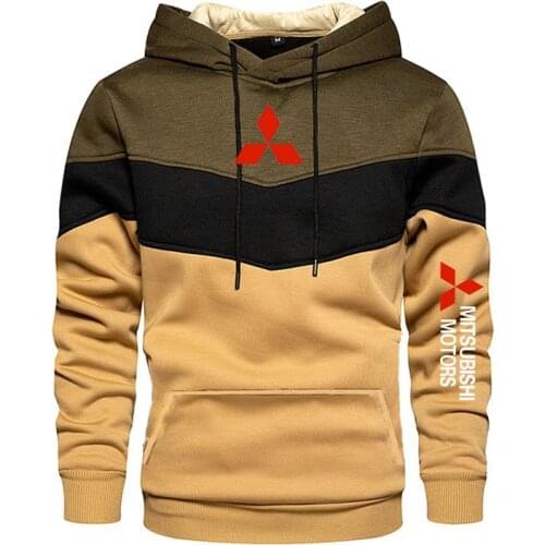 2021 New Spring and Autumn Mens Mitsubishi Motors Logo Patchwork Color Long Sleeve Hoodie Fashion Sweatshirt Jacket 5 Colori
