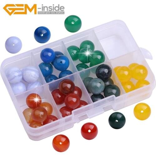12mm 42 pcs 7 Chakra Stones Natural Beads Set For Jewelry Making Loose Round Stone With Box DIY Creative Bracelet 6pcs Wholesale