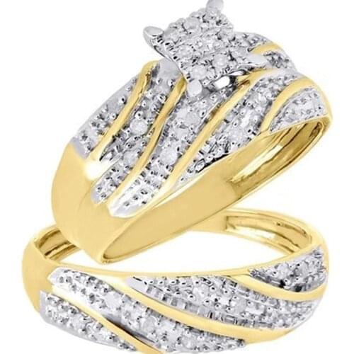 Milangirl Two-piece Set Men Women Golden Twisted Ring name Lovers Couple Rings Gold For Women Men Engagement Jewelry