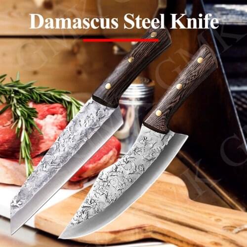 Kitchen Knives Set Forged Meat Cleaver Knife Damask Stainless Steel Chef Knife Cooking Set Cooking Tools