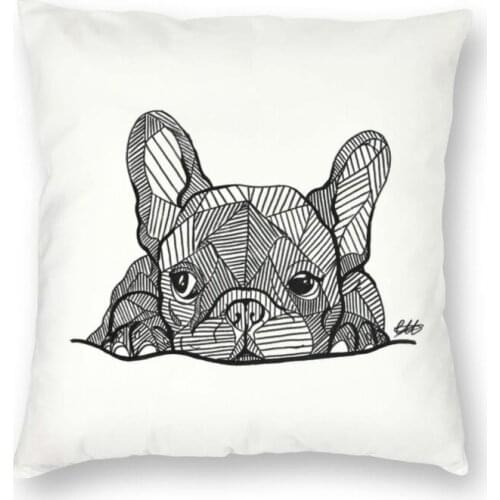 French Bulldog Puppy Facial Cushion Cover 45x45 Home Decor Print Frenchie Throw Pillow for Living Room Double Side