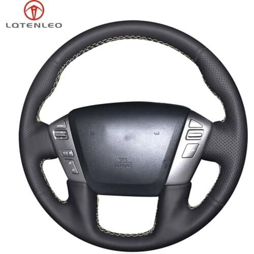 LQTENLEO Black Artificial Leather Steering Wheel Cover For Nissan Patrol Armada NV Cargo NV Passenger Titan Infiniti QX56 QX80