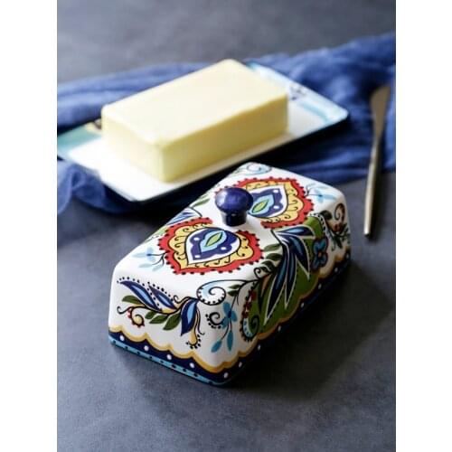Originality Ceramics Butter Box European Tableware Bring Cover Beef Tallow Check Heart Dish Butter Dish Cheese Box Accept