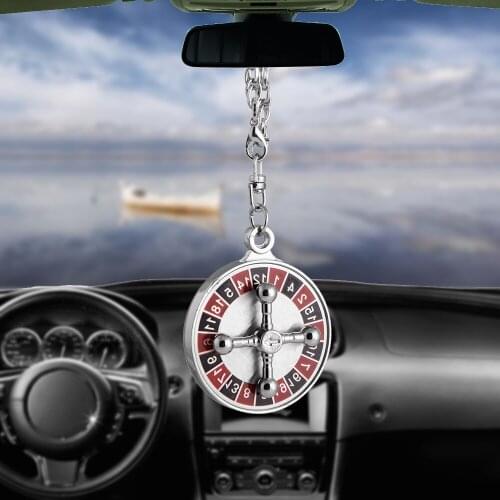 Car Pendant Rotate Russian Roulette Fractional Compass Ornaments Charms Rearview Mirror Decoration Hanging Decor Car Accessories