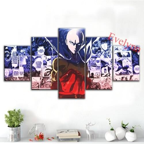 Anime Poster ONE PUNCH-MAN Home Decor Painting 5 Pieces Nordic Wall Art Canvas Print Modular Pictures Boys Living Room Bedroom