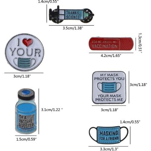 Vaccinated Pin Buttons Badge Metal Lapel Pins Medicine Enamel Pins Syringe Injector Stethoscope Brooch Jewelry Gifts