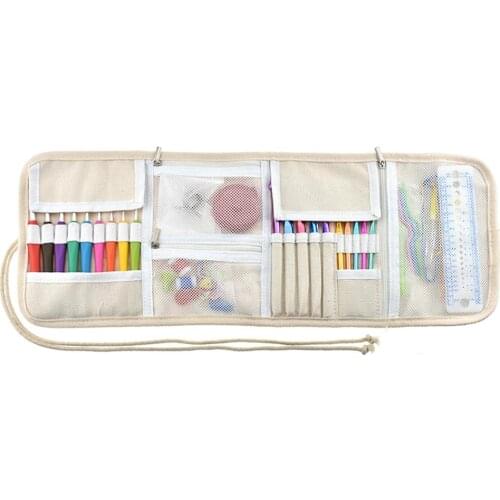 Empty Crochet Hook Pouch Storage Bag Knitting Kit Case Organizer Bag For Sewing Crochet Needles Scissors Ruler
