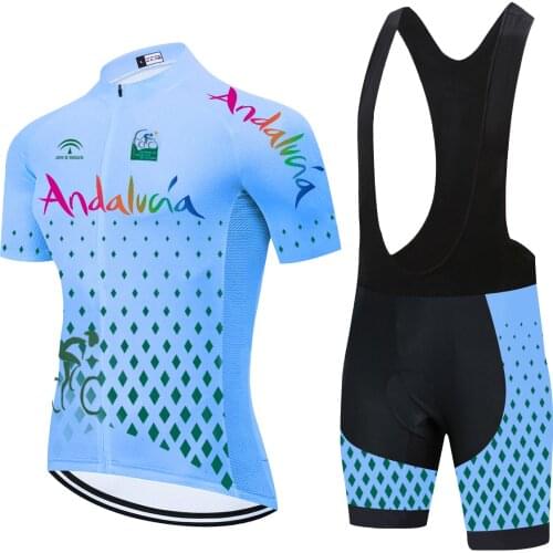 Blue 2021 New Andalucia Cycling Jersey Set MTB Road Bicycle Clothing Breathable Mountain Bike Clothes Quick-Dry Cycling Set