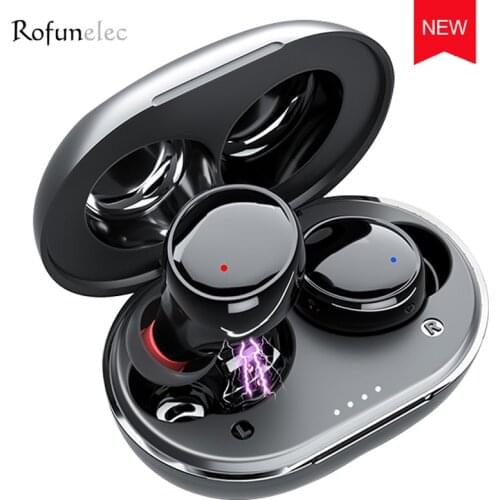 Wireless Earbuds Bluetooth Head Phones Stereo Bass Charging Case Inear Type-C Noise Cancel Microphone Earphone Black Sports