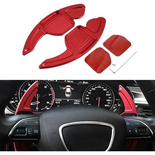 2Pcs Aluminum Alloy Steering Wheel Paddle Shifter Extension Red For Audi A3 A4 A5 A6 A7 Q7 TT TTS