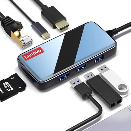 Lenovo USB Type C HUB Adapter To USB 3.0 4K HDMI RJ45 Gigabit Ethernet PD Charge For Computer PC Accessories Laptop Splitter