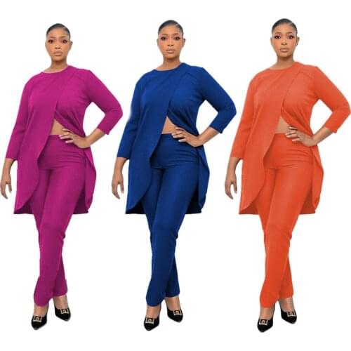 Spring And Autumn Pure Color Loose Commuter Fashion Simple Casual Two-piece Set