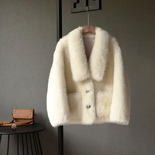 High Quality 100% Genuine Wool Female Jacket Autumn Winter 2021 Korean Simple Womens Coats Warm Womens Clothing Ropa Zjt1704