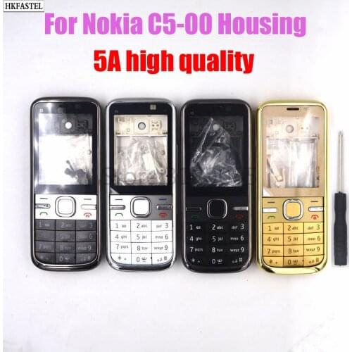 5A high quality housing For Nokia C5-00 C5 00 New Full Mobile phone cover Front Middle frame back battery door with tool