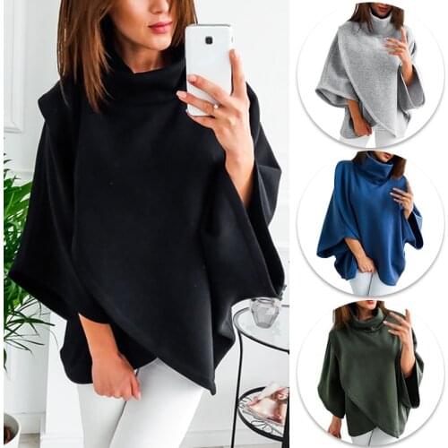 Fashion Autumn Pullover Coat Solid Poncho Elegant Work Cloaks Cape Women Casual Coat Femme Jackets Outwear