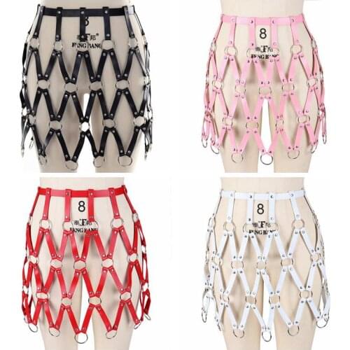 Harajuku Leathers Punk Gothic Style Skirt Harness Festival Rave Costume Women Sexy Lingerie Accessories Sword Belt Punk Goth