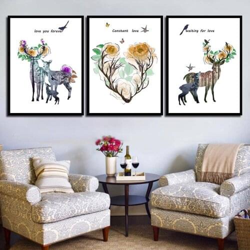 Animal Deer Flower Forest Phantom Modern Canvas Painting Wall Painting Home Decoration Canvas Poster Art B5132