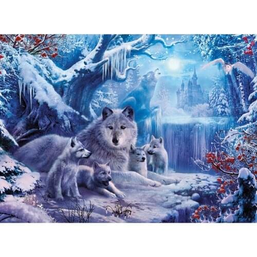 Snow Wolf Animal DIY Embroidery Cross Stitch 11CT Kit Craft Needlework Set Canvas Printed Cotton Thread Home Decor Dropshipping