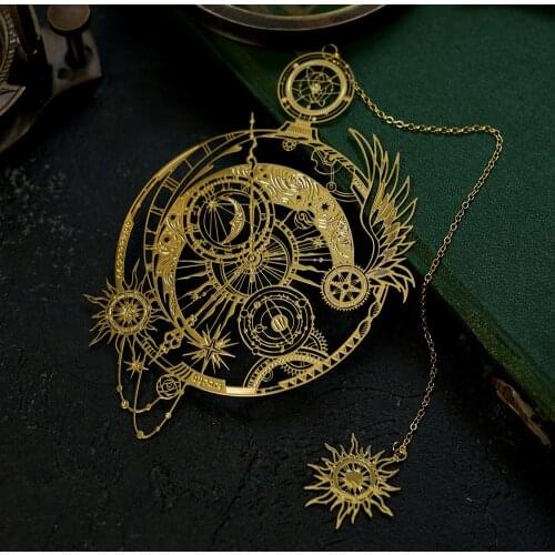 1pcs Creative Time Eternal Brass Hollow Bookmark Retro Universe Starry Art Valentines Day Birthday Gift For Friends Gift box