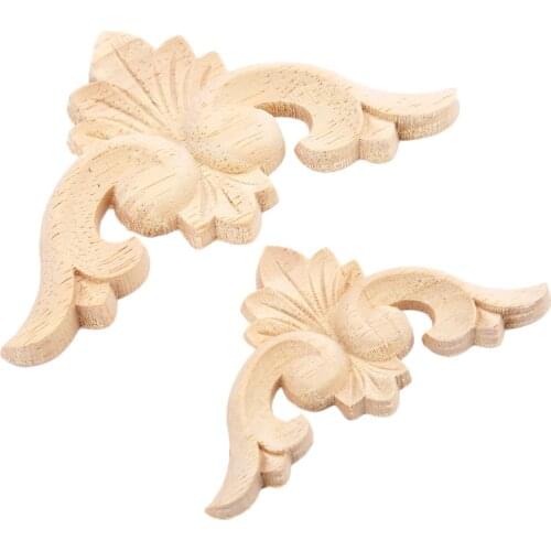 1Pc Vintage Woodcarving Decal Corner Applique Frame For Home Furniture Wall Door Cabinet Decor Decorative Figurines