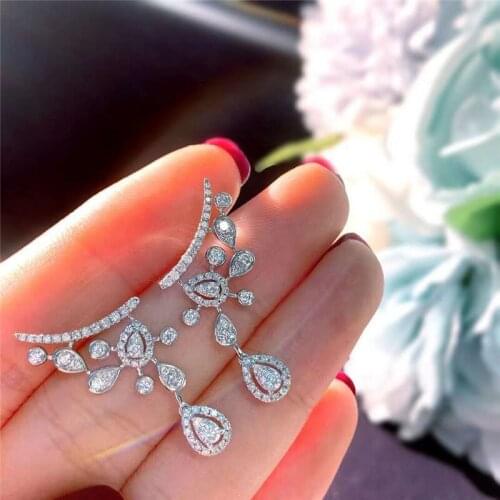 2021 Trend Crystal Water Drop Earrings For Women Jewelry Shining Crystal Piercing Ear Accessories Female Fashion Earring Bijou