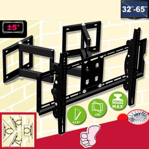 32-65" Heavy Duty Wall Corner LED LCD TV Mount Flexible Full Motion TV Swing Arm Bracket Ceiling Mount Load 100kgs EMP522MT