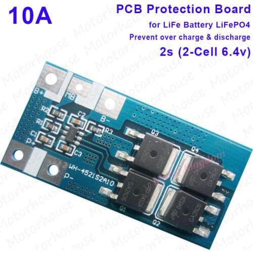 6.4V 10A Battery Protection BMS PCB PCM Board for 2 Packs LiFe LiFePO4 Cell 2S
