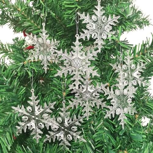 6Pcs/pack) Christmas Tree Pendant Transparent Plastic Snowflake Decor Christmas Decorations For Home Decoration Handmade DIY