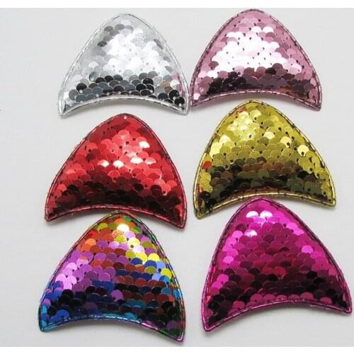 6PCS Cat Ear Ball Padded Appliques For clothes DIY Baby hair Clip headwear Decor Ornament Accessories
