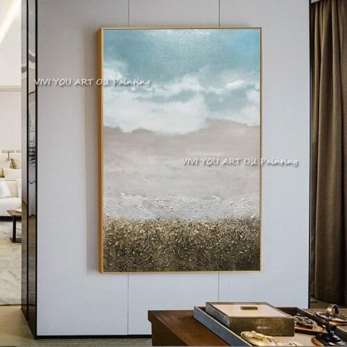 Abstract Blue Cloud Oil Painting Handmade Wall Art Landscape Picture Canvas Print Big Size Nordic Home Decoration Cuadros