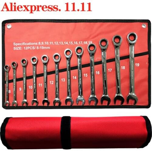 Car Ratchet Wrench.Key Spanner.Nut Tool Head Ratchet Metric Spanner Set Tools.Open End and Ring Wrenches
