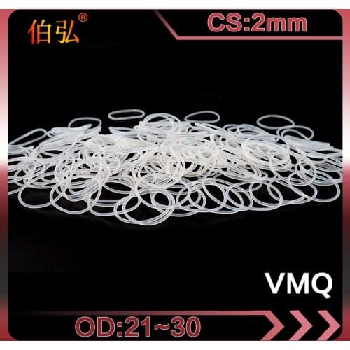 5PCS/lot White Silicon Ring Silicone/VMQ O ring OD 21/22/23/24/25/26/27/28/29/30*2mm Thickness Rubber O-Ring Seal Gaskets Washer