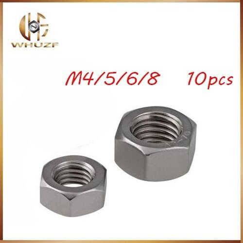 Free shipping 10Pcs M4 M5 M6 M8 DIN980 304 Stainless Steel Prevaillng Rorque TypeHexagon NutsAll Metal Nuts Locking Lock NutsHex