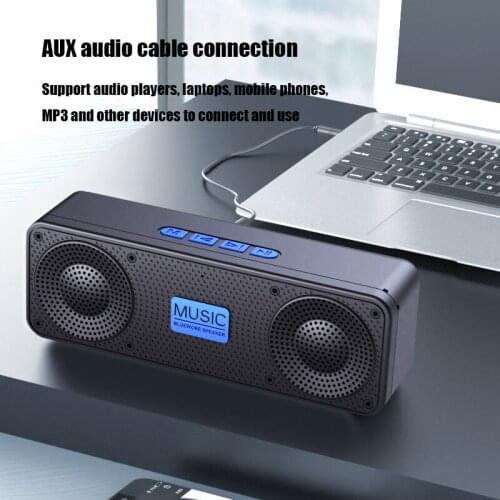 TWS Wireless Bluetooth Speaker with USB Flash Drive TF Card FM Subwoofer 5W 1200mAh 10H Playback Bass Column