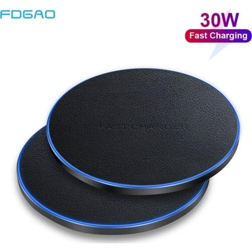30W Qi Wireless Charger For iPhone 12 Mini 11 Pro XS Max X XR 8 Plus Type C USB Induction Fast Charging Pad For Samsung Xiaomi