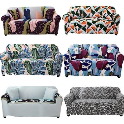 1/2/3/4 Seater Sofa Cover Printed Stretch Slipcover Elastic Adjustable Couch Cover All Inclusive Protector For Living Room Sofa