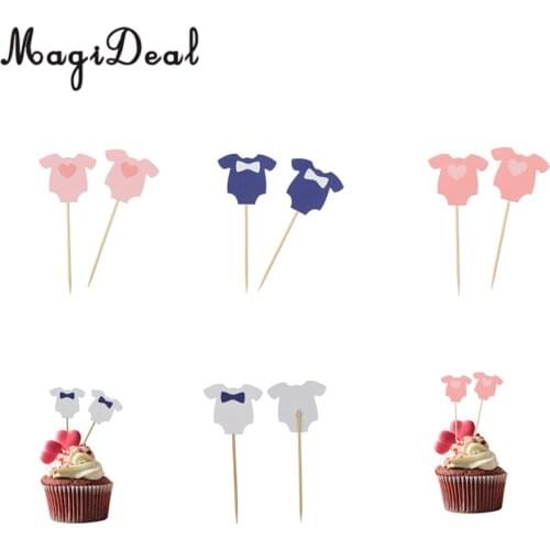 MagiDeal 10 Pcs/Lot Baby Clothes Cupcake Topper Cake Picks Kids Boy Girls Baby Shower Birthday Party Cake Decoration