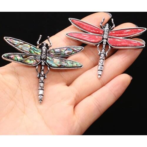Womens Brooch Natural Shell Dragonfly-Shaped For Jewelry Making DIY Necklace Pendant Clothes Shirts Accessory