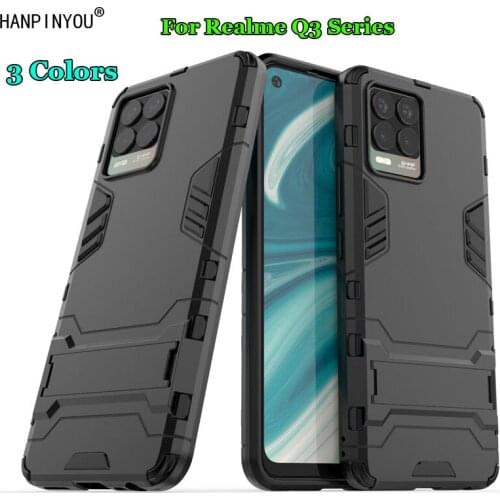 For Realme Q3 Q3i Pro 5G Hybrid Soft TPU + Hard PC Dual Layer Armor Case Shockproof Bumper Stand Holder Cover Shell