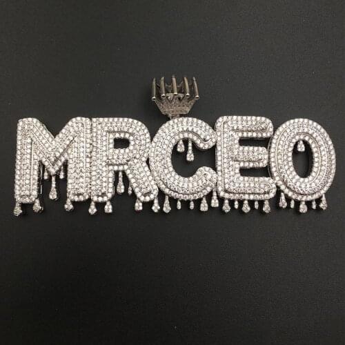 Custom Splice Crown Letter Name Pendants Necklaces for Men Hip Hop CZ CZ Stone Paved Bling Iced Out Rapper Jewelry Drop Shipping