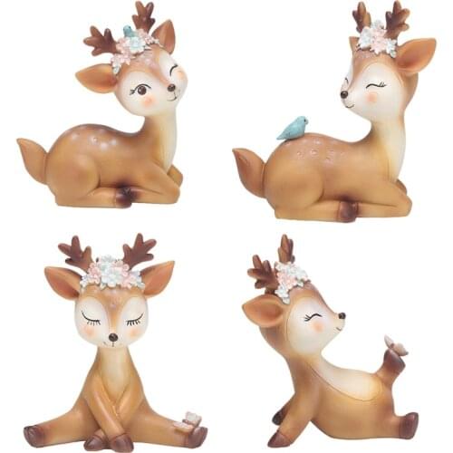 YHSMTG Resin Animal Deer Modern Style Gift Best Birthday Gift Couple Cartoon Cute Deer Figurines & Miniatures Home Decoration