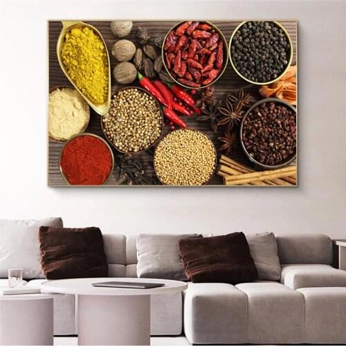 Scandinavian Vegetable Grains Spices Kitchen Canvas Painting Wall Art Posters and Prints Wall Art Picture for Living Room Decor