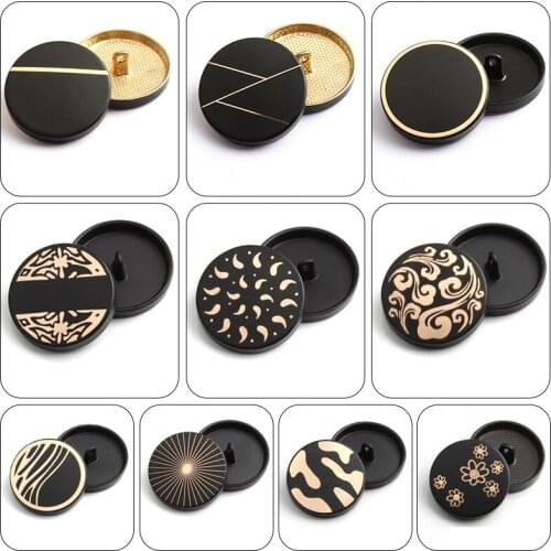 5PCS Mens Womens Cashmere Coat Jacket Decoration Accessories Metal Buttons Round Flat Black Hand-sewn Suit Buckle