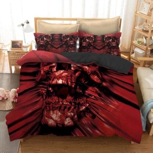 3D Red Skull 2/3Pcs Bedding Set Home Textile Duvet Cover Pillowcase Bedclothes Bedding Set Single Double Dropship