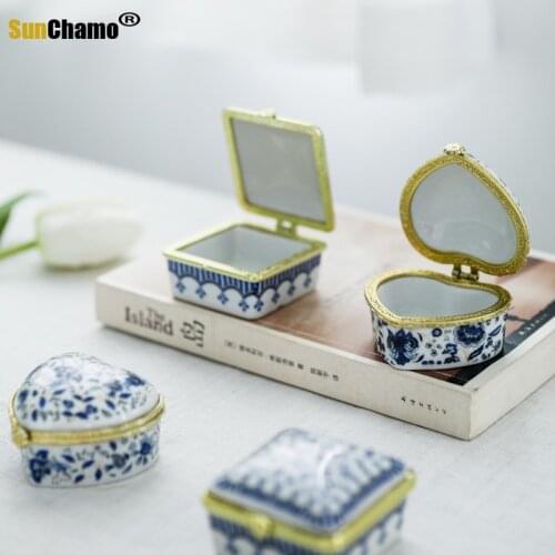 Creative ceramic jewelry box healing system retro ceramic Ornaments box jewelry box necklace storage box cosmetic store CL101506