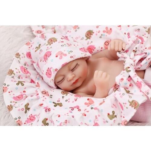 NPK Mini bebe reborn Doll Lifelike silicone Bath toys for girls Sleeping girl doll for newborn kids Christmas Gift 10 inch