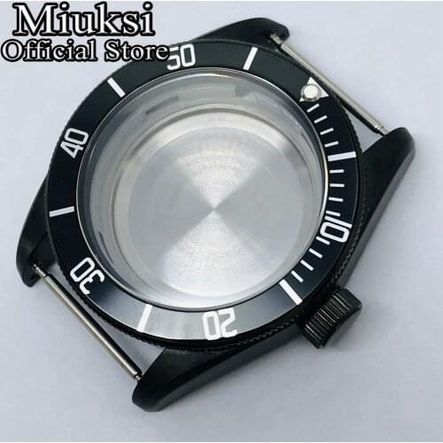 Miuksi 41mm brown sapphire glass watch case fit ETA 2836/Mingzhu DG2813/3804,Miyota 8205/8215/821A/82 series movement